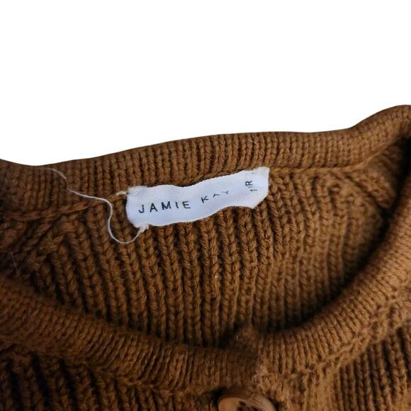 Jamie Kay Organic Cotton Cable‎ Knit Buttondown Cardigan Brown Teddy Size 1 year - Picture 3 of 4